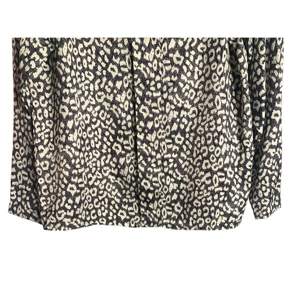 OSCAR DE LA RENTA Expressions Black + White Leopard Print Vintage Blouse Size 12 - Picture 5 of 7